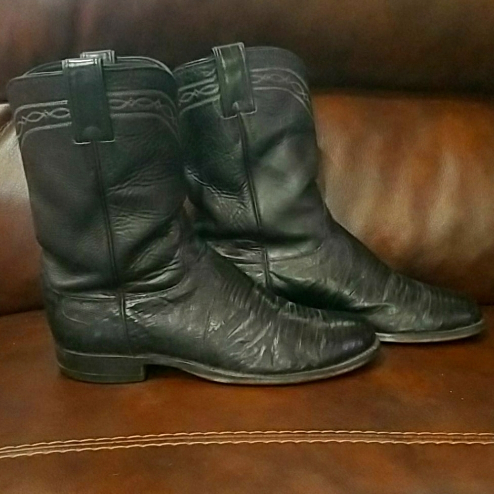 Justin Roper 3112 Boot Black Lizard Size 7 1/2 D